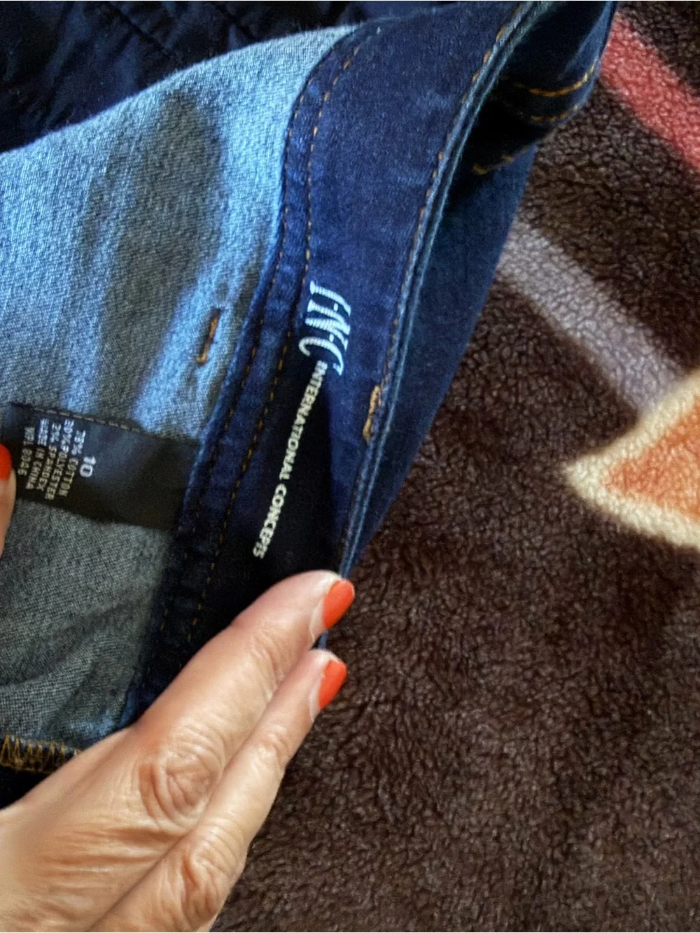 INC International Concepts Dark Indigo Button-Front Denim Mini Skirt - Picture 5 of 5